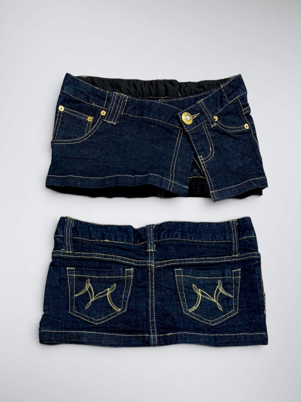 RARE VTG Archival MA*RS Black Lace Trim Denim Skort Shibuya 109 Gyaru Shorts
